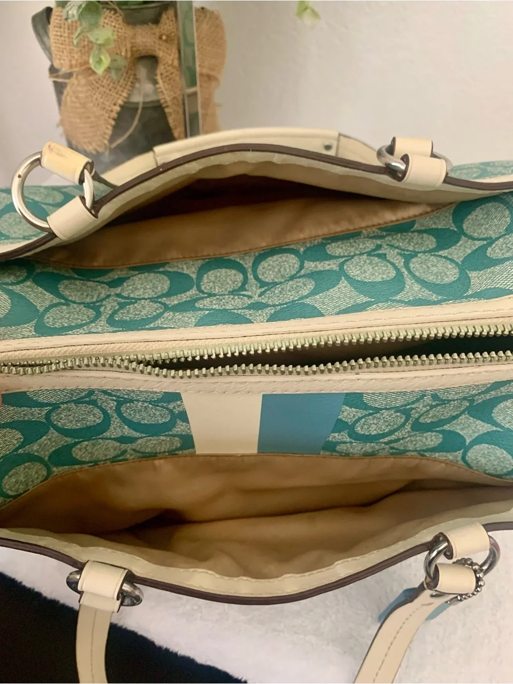 Coach Classic Signature Logo Satchel Purse & Wallet Set